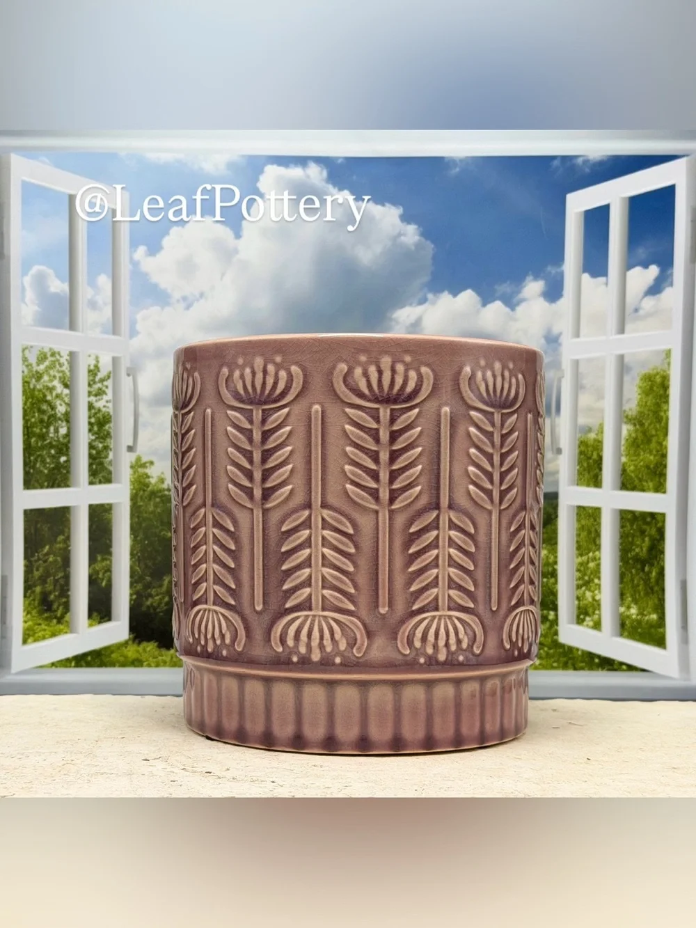 Handmade Mauve Ceramic Planter with Drainage Hole 6x6 | Terracotta Botanical Pot